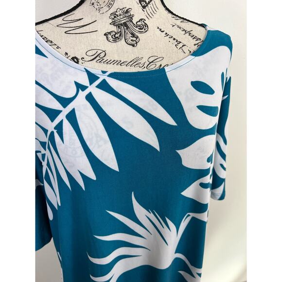 NWT Alexandra + Oak Blue and White floral short sleeve midi lightweight dress - Picture 9 of 10